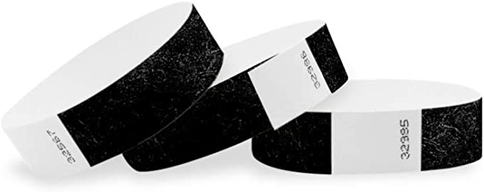 Tyvek black print wristbands example 2