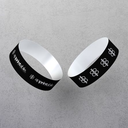 Tyvek black print wristbands example 1