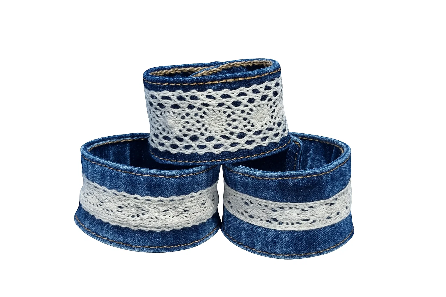 upcycled denim wristbands
